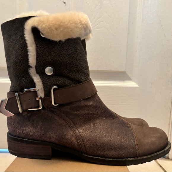 Matt Bernson Shoes - ANTHROPOLOGIE MATT BERNSON Tundra Brown Suede & Real Shearling Boots